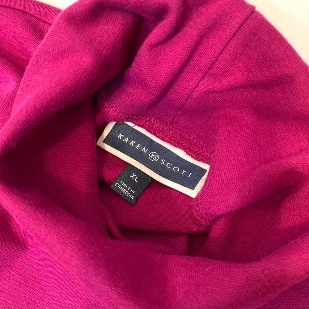 NWT Karen ScottTurtleneck Long Sleeves Burgundy Purple Red Size XL - Picture 3 of 4